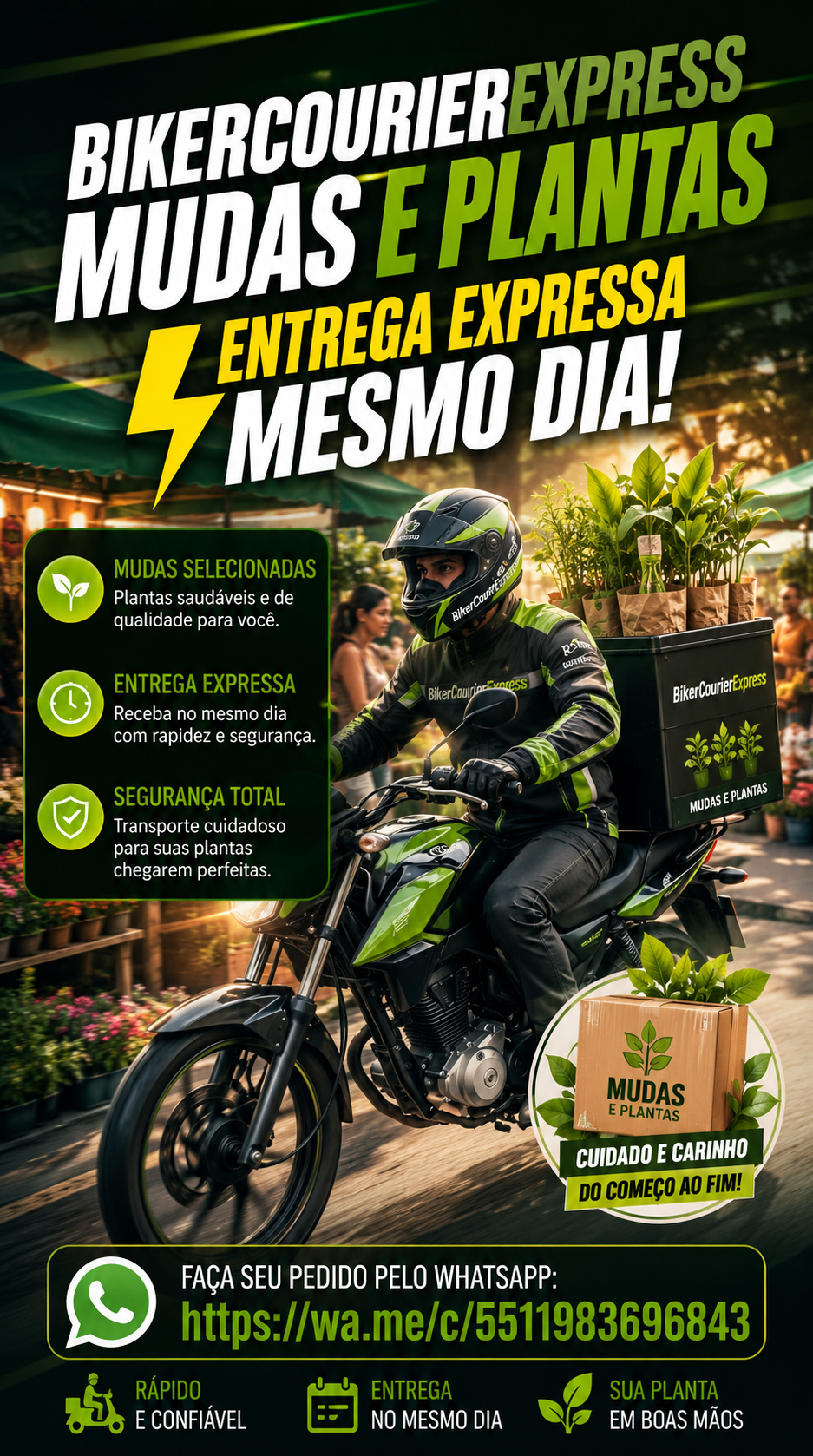 Motoboy BikerCourierExpress realizando entrega expressa de kits Natura